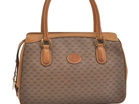 Authentic GUCCI Vintage Micro GG PVC Leather Tote Hand Bag Brown 2099I Fashion