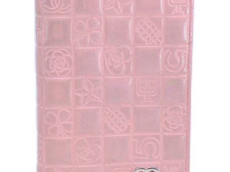 Auth CHANEL Chocolate Bar Icon Long Wallet Purse Calf Skin Pink CC Logo J8964 Online