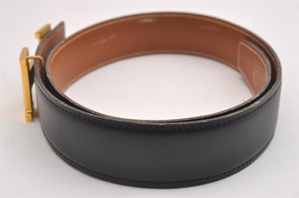 Authentic HERMES Constance Leather Belt Size 65cm 25.6  Black Brown 2012I For Cheap