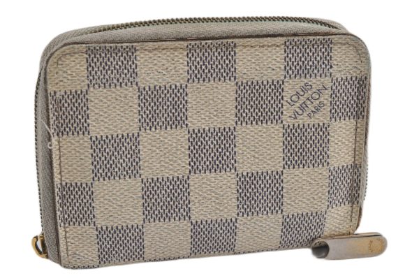 Authentic Louis Vuitton Damier Azur Zippy Coin Purse Wallet N63069 LV Junk K4964 For Cheap