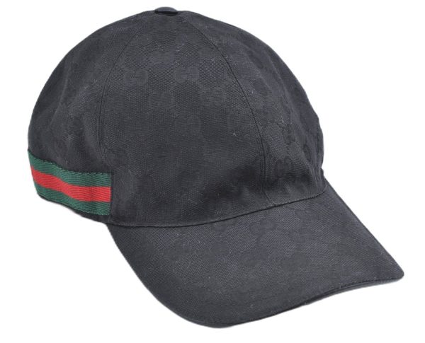 Authentic GUCCI Web Sherry Line Cap GG Canvas Leather Size XL 200035 Black J8856 For Cheap