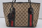 Auth GUCCI Jolie Web Sherry Line Tote Bag GG Canvas Enamel 211971 Brown 1914I Sale