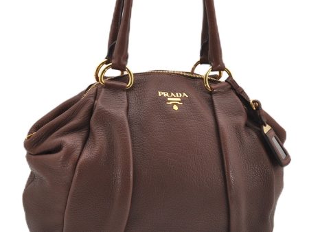 Authentic PRADA Vintage Leather Nappa 2Way Shoulder Tote Bag Brown 8603F Discount