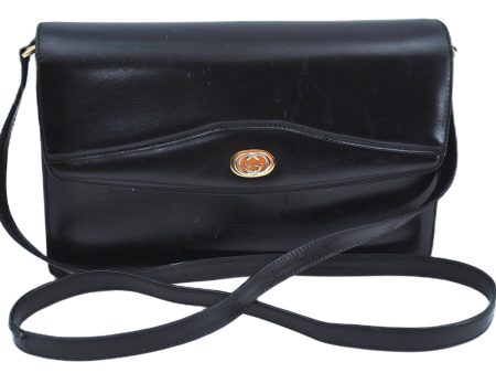 Authentic GUCCI Shoulder Cross Body Bag Purse Leather Black J9045 For Cheap