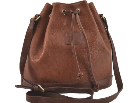 Authentic Burberrys Vintage Leather Drawstring Shoulder Cross Bag Brown 0951I For Cheap