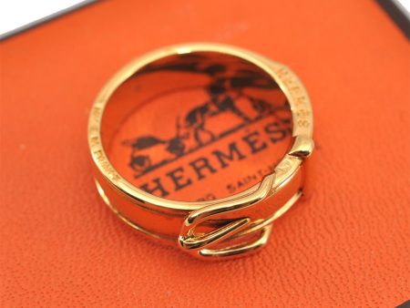 Authentic HERMES Scarf Ring Boucle Sellier Belt Design Gold Box 9694F Sale