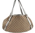 Auth GUCCI Abbey Shoulder Tote Bag GG Canvas Leather 130736 Beige Silver J4969 For Sale