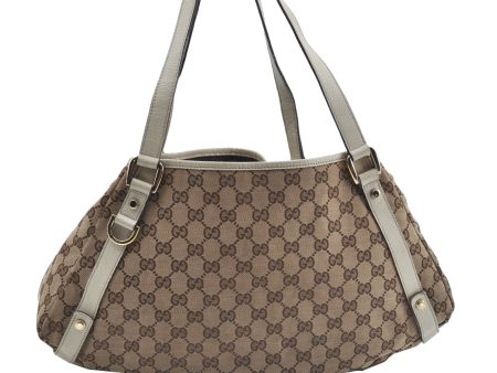 Authentic GUCCI Abbey Shoulder Tote Bag GG Canvas Leather 130736 Brown J2888 Fashion