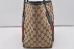 Auth GUCCI Jolie Web Sherry Line Tote Bag GG Canvas Enamel 211971 Brown 1914I Sale