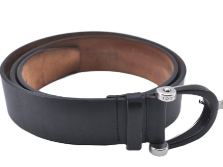 Authentic GUCCI Vintage Belt Leather Size 90cm 35.4  Black 3466F For Cheap