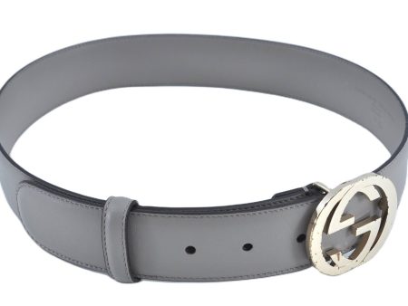 Authentic GUCCI Belt _Interlocking G Leather 546386 AP00G Gray J7008 Supply