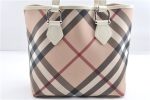 Authentic BURBERRY Vintage Nova Check PVC Enamel Shoulder Tote Bag Beige 2224G For Cheap