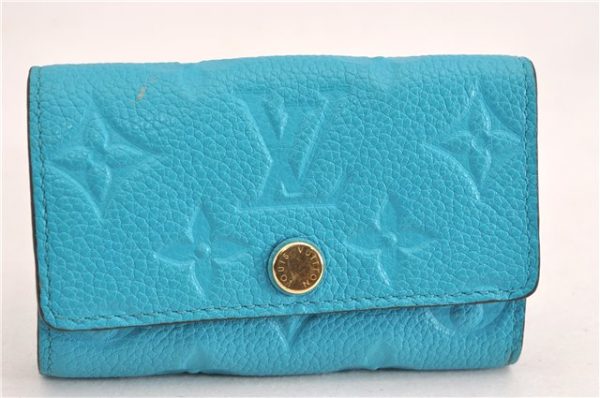 Auth Louis Vuitton Monogram Empreinte Multicles 6 Key Case M81566 Blue LV 6821F on Sale