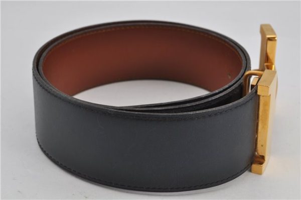 Authentic HERMES Large Constance Leather Belt Size 75cm 29.5  Navy Brown 7721F Discount