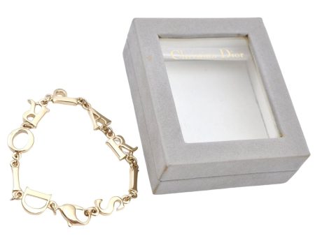 Authentic Christian Dior Chain Bracelet Gold Tone CD Box J2862 Supply