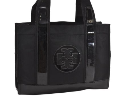 Authentic TORY BURCH ELLA Shoulder Tote Bag Nylon Enamel Black 0989G Cheap