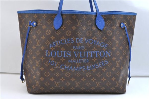 Auth Louis Vuitton Monogram Ikat Flower Neverfull GM Tote Bag M40875 Blue 9283E Online