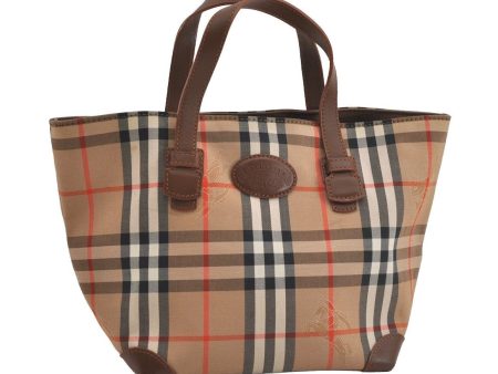 Authentic Burberrys Nova Check Hand Tote Bag Canvas Leather Beige 1407I Discount