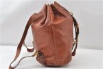 Authentic GUCCI Vintage Bamboo Backpack Purse Leather Brown Junk 0023G For Discount