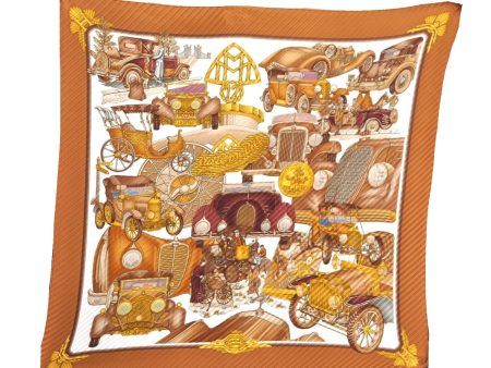 Authentic HERMES Pleats Scarf  AUTOMOBILE  Silk Brown Box J9530 Online