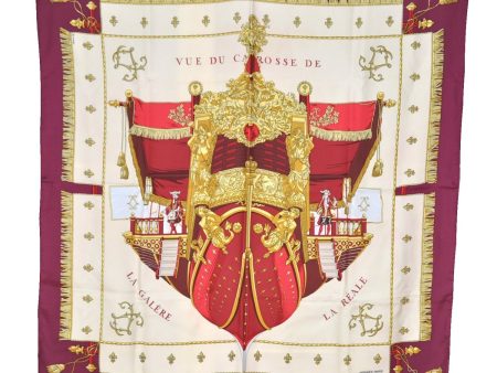 Authentic HERMES Carre 90 Scarf  VUE DU CARROSSE DE LA GALERE  Silk Purple K4691 Hot on Sale