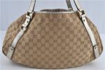 Auth GUCCI Abbey Shoulder Tote Bag GG Canvas Leather 130736 Beige Silver J4969 For Sale