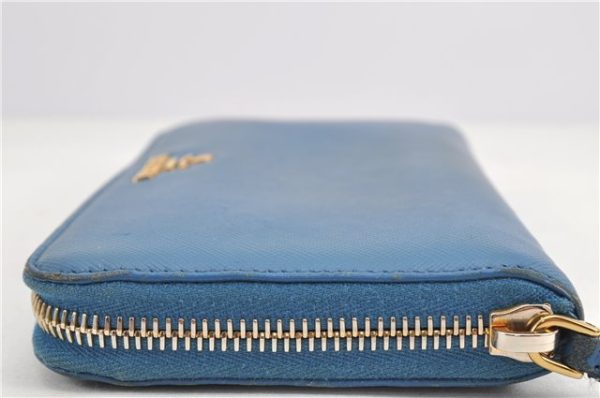 Authentic PRADA Saffiano Leather Long Wallet Purse Blue Box 8600F For Cheap