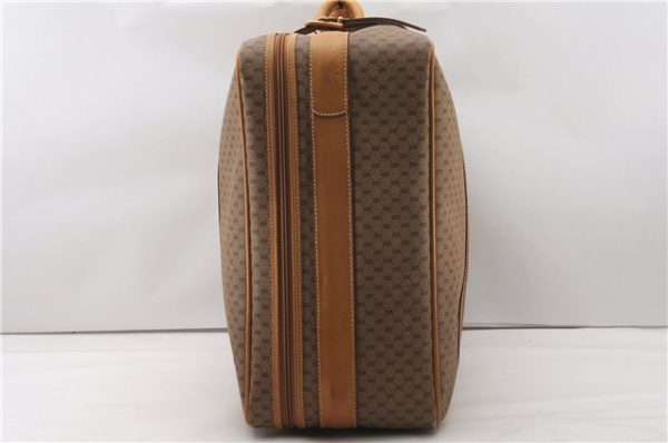 Authentic GUCCI Micro GG Web Sherry Line Trunk Case GG PVC Leather Brown 7315F Fashion