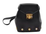 Authentic Salvatore Ferragamo Heel Motif Backpack Purse Leather Black Junk 1707I For Discount