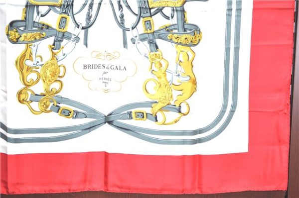 Authentic HERMES Carre 90 Scarf  BRIDES de GALA par  Silk Red White J9510 For Cheap