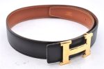 Authentic HERMES Constance Leather Belt Size 65cm 25.6  Black Brown Box 4739E Discount