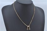 Authentic Christian Dior Gold Tone Ribbon Chain Pendant Necklace CD J9334 For Cheap