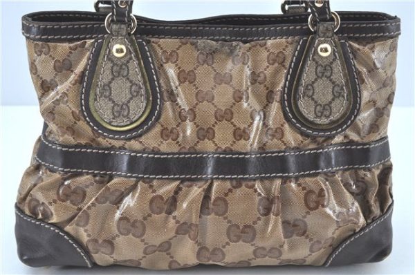 Auth GUCCI Jumbo GG Crystal Shoulder Tote Bag PVC Leather 223964 Brown J5705 Supply