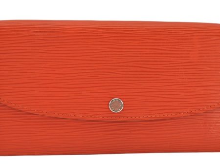 Authentic Louis Vuitton Epi Portefeuille Emilie Wallet Orange M60853 LV 5106F For Cheap