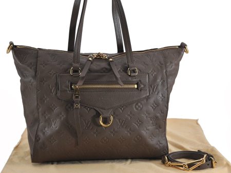 Auth Louis Vuitton Monogram Empreinte Lumineuse PM Tote Bag M93409 Brown 5265F For Sale