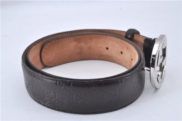 Auth GUCCI Guccissima Interlocking Belt GG Leather 37.4  411924 Brown Box 3385F Supply