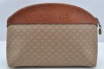 Authentic CELINE Macadam Blason Pattern Hand Pouch Purse PVC Leather Beige K4897 Supply