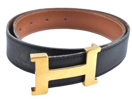 Authentic HERMES Constance Leather Belt Size 66cm 26  Black Brown 9548F For Cheap