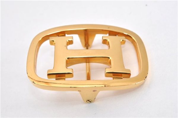 Authentic HERMES Vintage Buckle for Leather Belt H Logo Gold 2122G on Sale