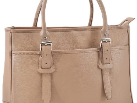 Authentic BURBERRY Vintage Leather Shoulder Hand Tote Bag Beige 0814F Hot on Sale