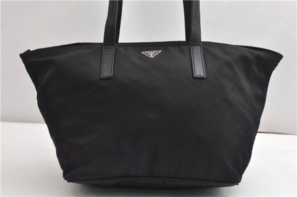 Authentic PRADA Vintage Nylon Tessuto Leather Shoulder Tote Bag Black 9062F Fashion