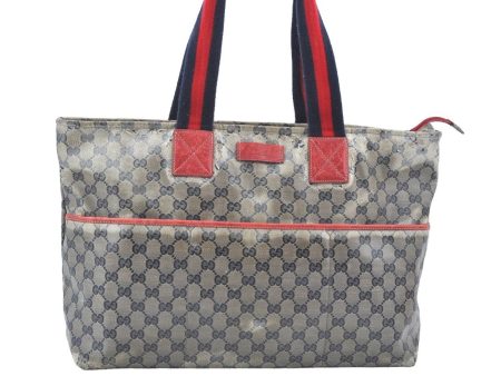 Authentic GUCCI Sherry Line GG Crystal Tote Bag PVC Leather 155524 Navy K4041 Cheap