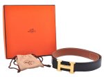 Authentic HERMES Constance Leather Belt Size 65cm 25.6  Black Brown Box 4739E Discount