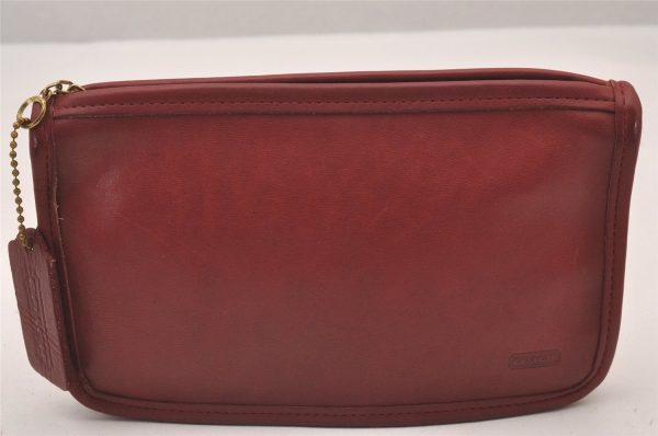 Authentic OLD COACH Vintage Pouch Purse Leather Red 0978I Fashion