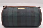 Authentic POLO Ralph Lauren Check Pattern PVC Leather Pouch Purse Green 0927I Online now