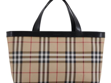 Authentic BURBERRY Nova Check Hand Tote Bag PVC Leather Beige 4627E Online