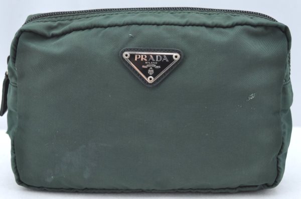 Authentic PRADA Nylon Tessuto Pouch Purse Green K4534 Cheap