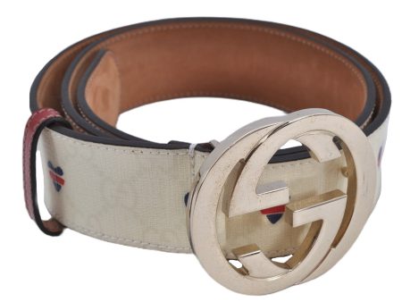 Authentic GUCCI Interlocking G Belt GG PVC Leather 85cm 33.5  114876 White 7725F Online Hot Sale