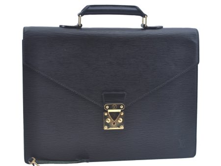 Authentic Louis Vuitton Epi Serviette Ambassadeur Black M54412 Briefcase J9639 on Sale