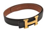 Authentic HERMES Constance Leather Belt Size 65cm 25.6  Black Brown 2012I For Cheap